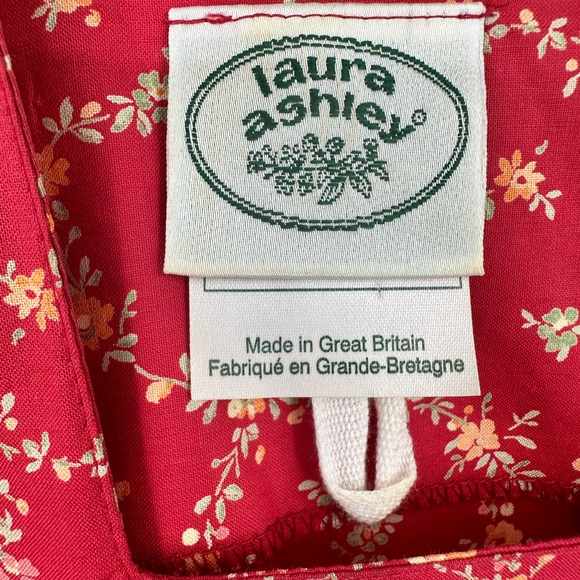 VTG 80s Lauren Ashley Puff Sleeves Red Floral Midi Dress 8 Cottagecore | AM584 - Picture 4 of 9